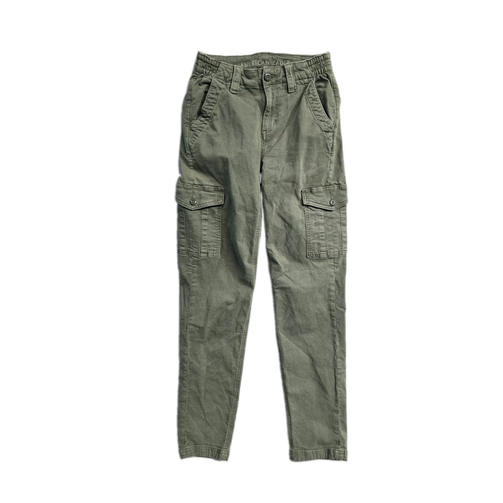 American Eagle Olive Green Cargo Utility Stretch Pants Womens 000 Regular